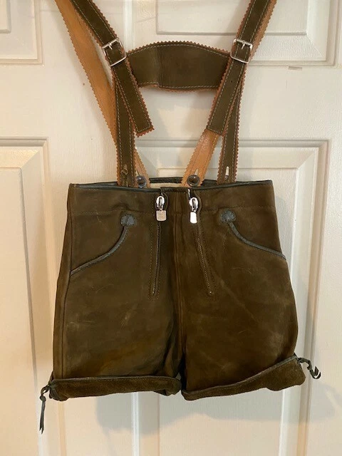 NEW Leder Mode Brown German Lederhosen Leather Shorts Boys Size 104