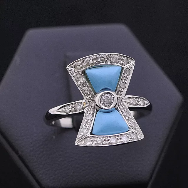 Ring Capri Gold 18KT Bright 0.36 CT Natural Doesn'T Treated And Turquoise