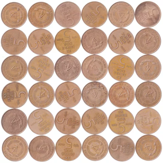 East German 5 Mark 100 Coins | 20 Years of GDR | Deutsche Demokratische | 1969