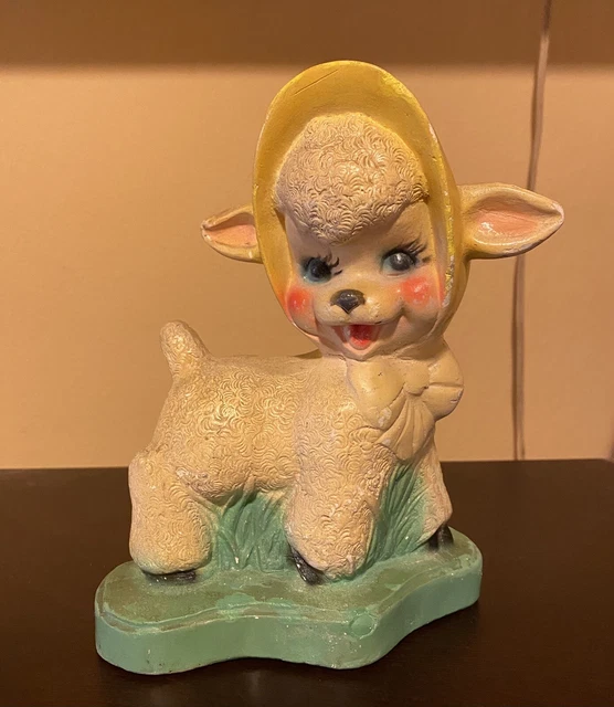 VINTAGE LAMB BANK ~ Very Rare ceramic Hand-painted