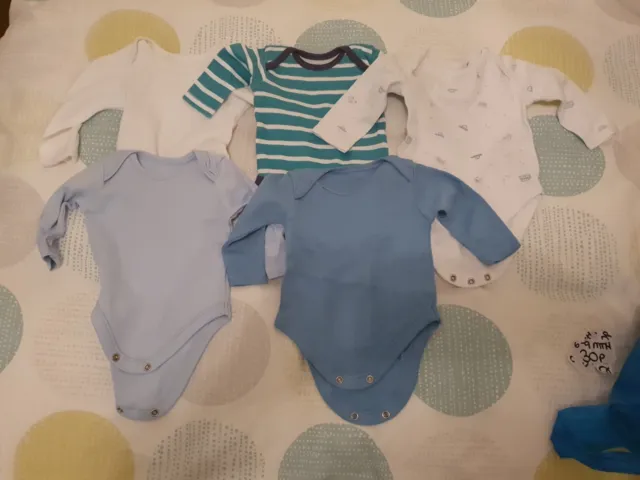 Bundle Of 5 Baby Boy Long Sleeve Body Suits 0-3 Months