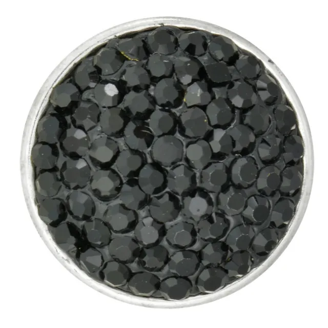 Black Crystal Nugz 18MM Snap Button Style Jewelry