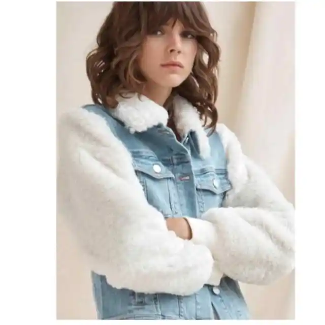 Sanctuary Anthropologie minka fur denim jacket NWT women's size Medium