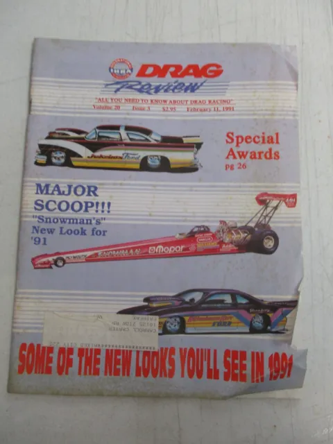 Drag Review Magazine February 11, 1991 Gene Snow Mopar Snowman Jukebox Ford Race