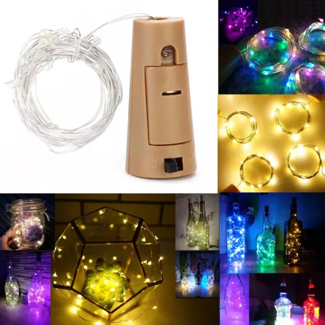 20 LED Battery Cork Shaped Bottle Fairy String Lights Xmas Wedding Party Decor