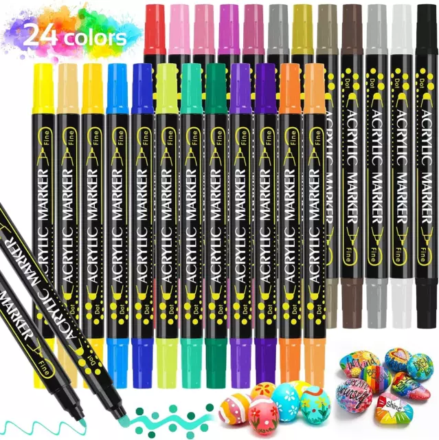 Brush Pen Lettering, JYUYNY 24 Colori Pennarelli con Doppia Punta, Penne da