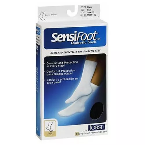 Jobst Sensifoot Hombre Y Mujer Tripulante Estilo Diabético Negro Calcetines Cada