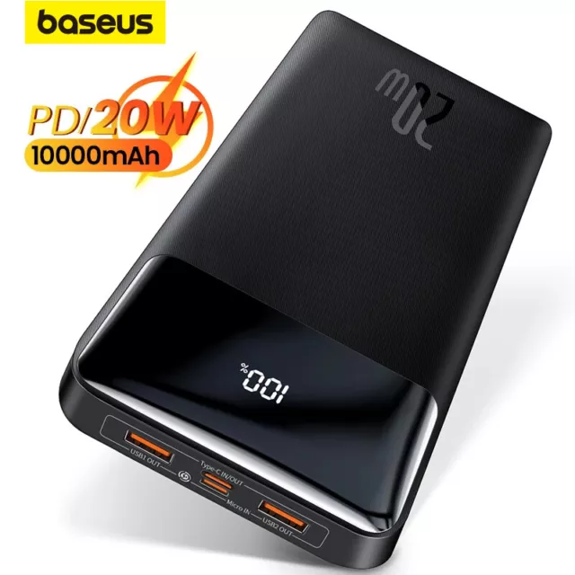 Baseus 10000mAh Power Bank 20W USB-C Ladegeräte Schnell Batterie Für iPhone 14 X