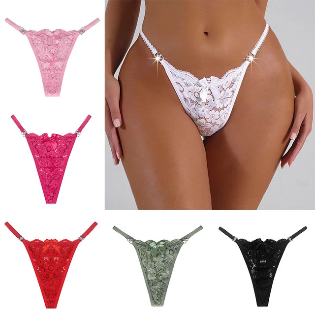 Mutandine Donna Aperte In Pizzo Con Fiocco - Perizoma Sexy Trasparente Taglie S/M/L - Foto 3
