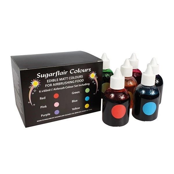 Set Di Colori Per Aerografo Sugarflair 6 X 60 Ml