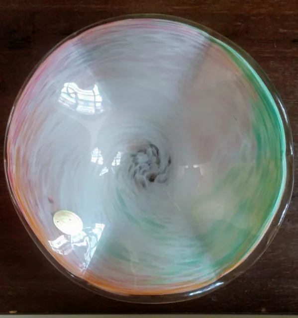 MCM EUC Murano Style Italian Glass Bowl Multi Color Hand Blown Crystal Clear