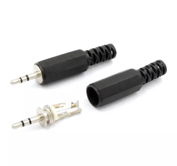 2.5mm 3 Pole Audio Jack Stereo Adaptor Connector DIY Music Male Plug Mic Solder