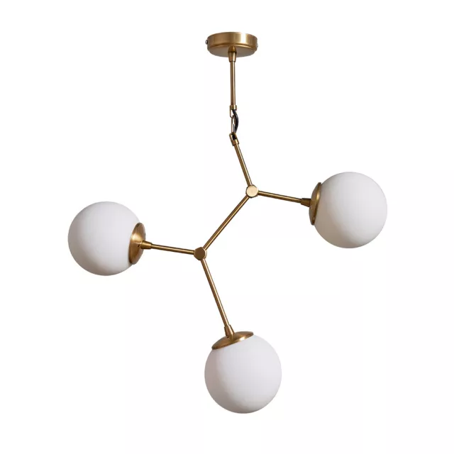 MiniSun Ceiling Light - Industrial 3 Way Fitting Glass Globe Shades LED Bulbs