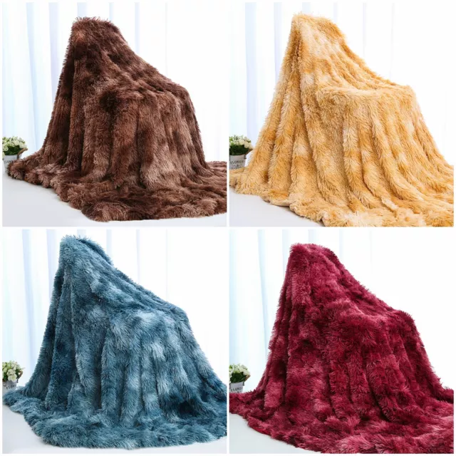 Soft Warm Long Plush Sherpa Blanket Bedding Set Faux Fur Throw Shaggy All Size