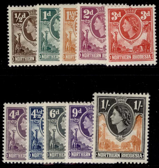 NORTHERN RHODESIA QEII SG61-70, 1953 SHORT set, M MINT. Cat £13.