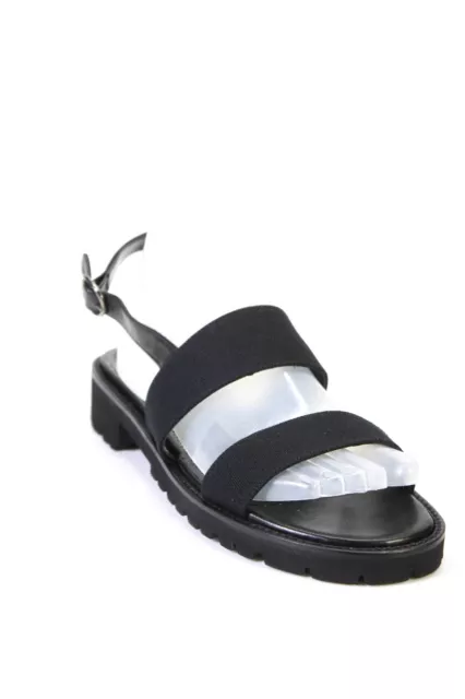 Manolo Blahnik Womens Leather Trim Slingbacks Sandals Black Size 40.5 10.5