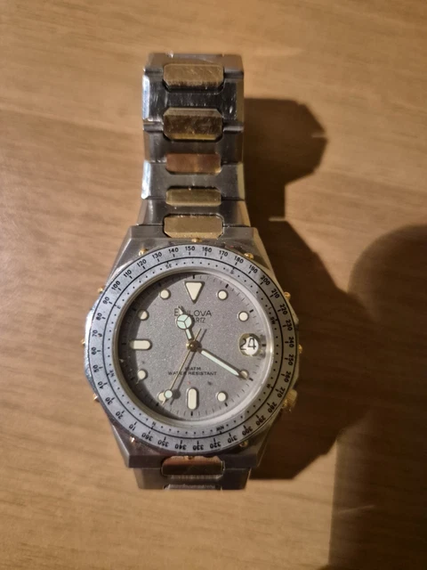 Montre-bracelet Femme Vintage Jean Paul Quartz - Cadran Blanc/or, Bracelet Marron, Années 90, Neuf