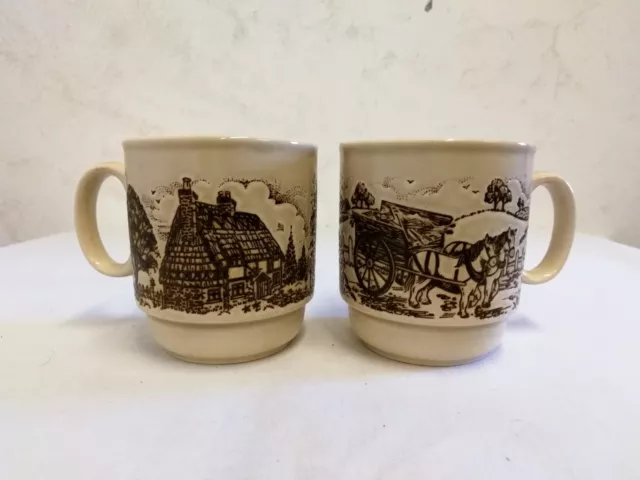 2 Mugs / Tasses Kilncraft England En Faïence