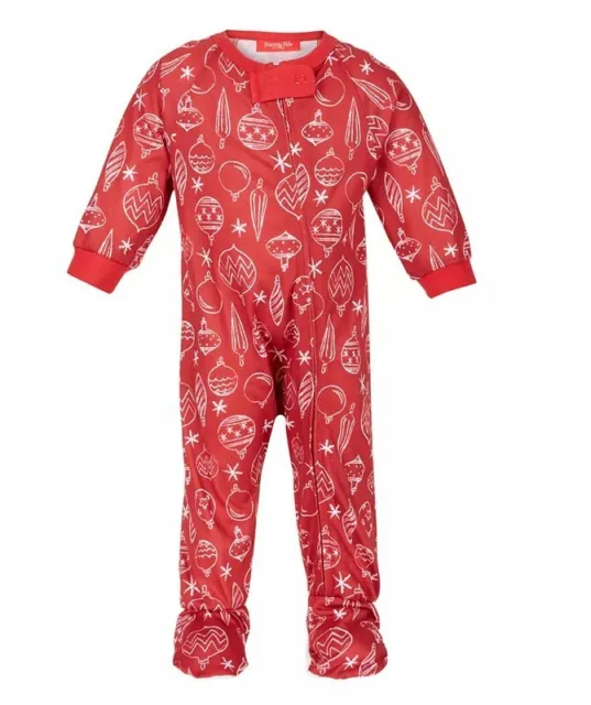 Family Pajamas Baby Ornament Footed Pajamas Red Size 12M 3877