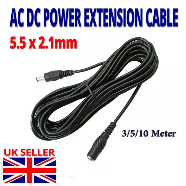 DC Power Supply Extension Cable 5V 9V 12V for CCTV Camera/DVR/PSU Lead 3m/5m/10m