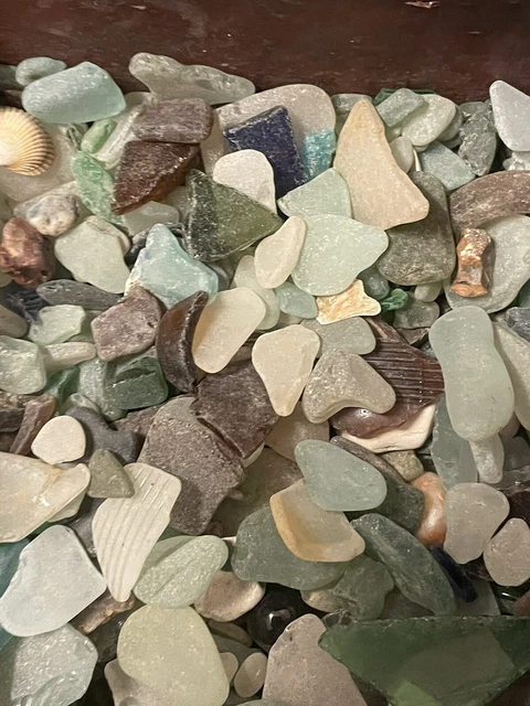 200g Beutel gemischte Farben flach handverlesenes Meeresglas, verschiedene Größen, Bulk. Mosaik