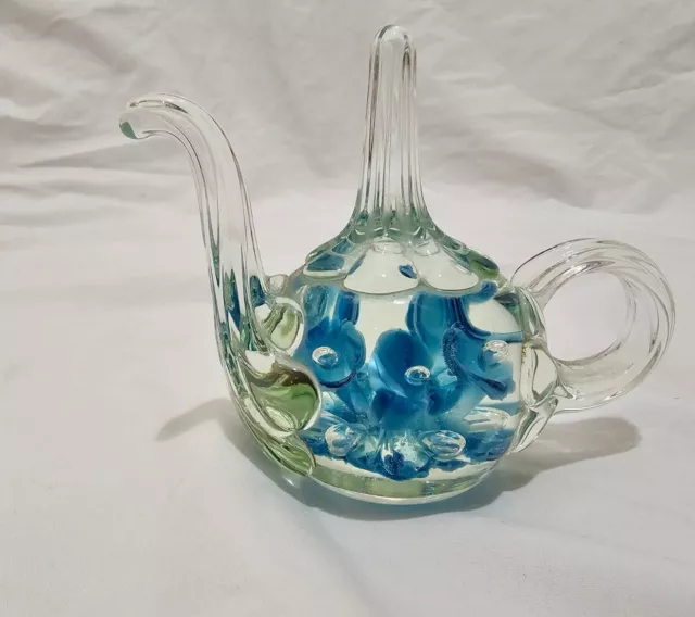 VINTAGE Joe Rice St Clair Glass Teapot Ring Holder Paperweight