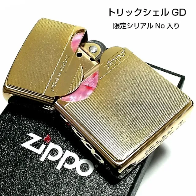 Zippo oil lighter Trick Shell Mirror Line Gold Japan New