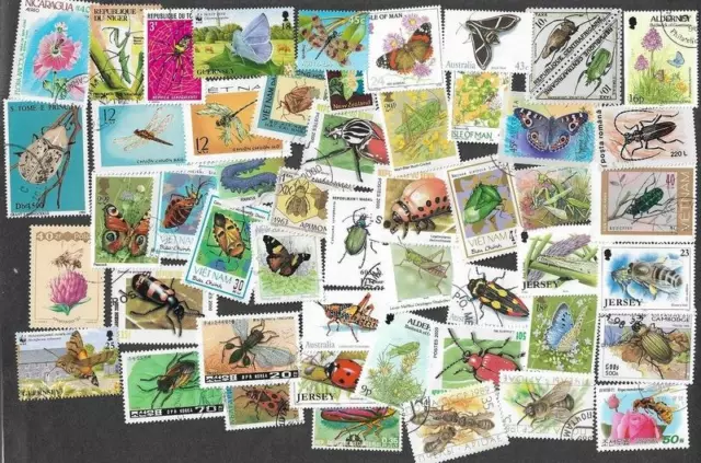 Insects 50 all different stamps collection (17.9.22)