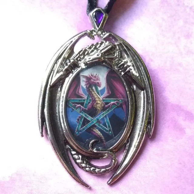 Anne Stokes Lunar Magic Dragon Enchanted Cameo Artwork Picture Pendant Necklace