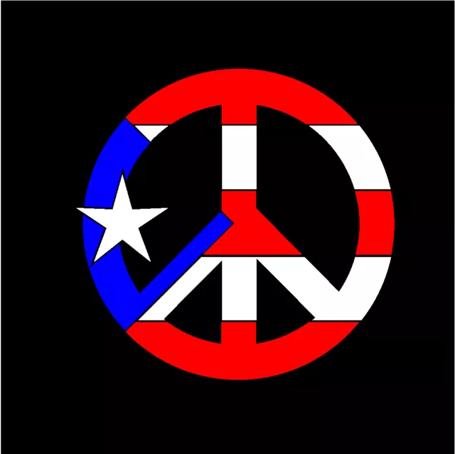 PUERTO RICO CAR DECAL STICKER  PEACE SIGN with FLAG #180