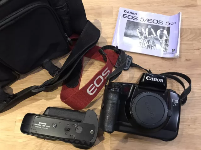 Canon EOS 5 SLR Camera - Black (Body Only) plus vertical grip & case