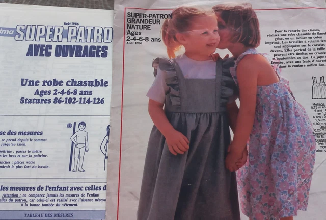 Patron De Couture Modes Et Travaux Février 1986, Robe-tablier Tailles 1 An, 18 Mois, 2 Ans, Non Découpé