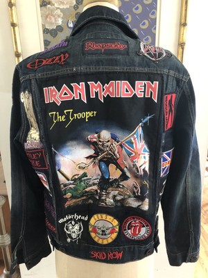 denim jacket with band patches