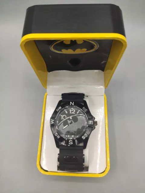 DC Comics Batman Logo Watch by Accutime  & Collectible Box - NOS