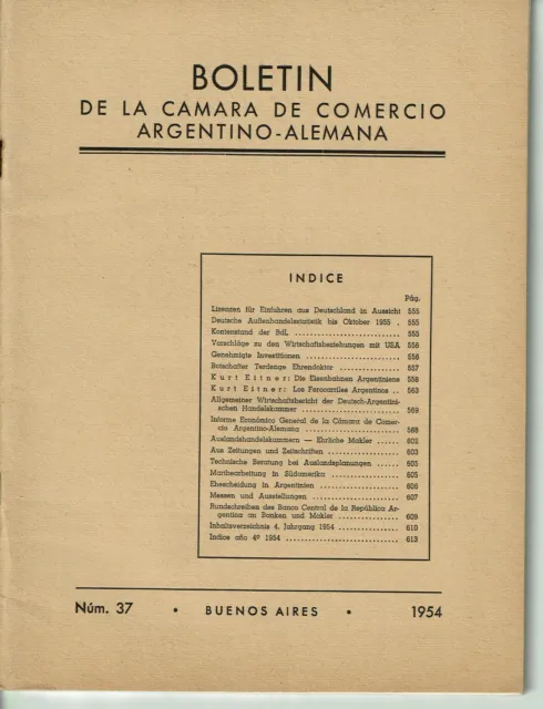 Seltener Druck - BOLETIN De La Camara De Comercio Agentinien Deutschland 1954