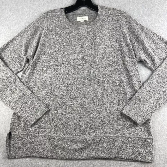 Lucky Brand Sweater Womens Small S Gray Crew Neck Long Sleeve Soft Lightweight