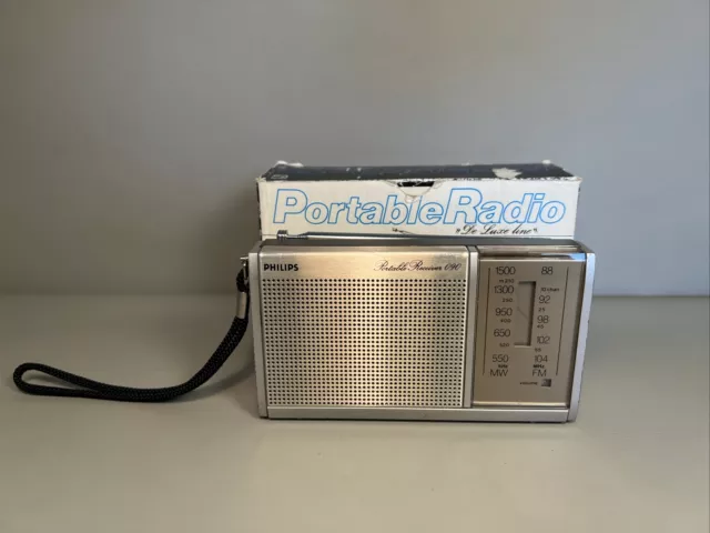 Philips Transistor Radio Portátil En / Fm AL090 Vintage En Caja Orig. #F6