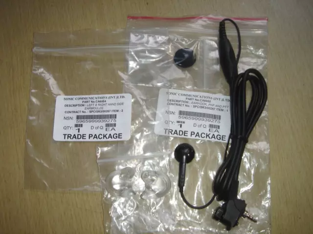 Sonic Comms CA8952 earbud/microphone/PTT & ear moulds for Motorola MTH800 TETRA
