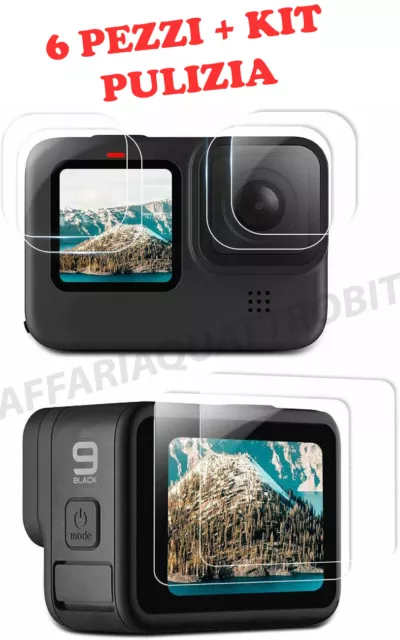 pellicola vetro temperato GoPro Hero 12 go pro 11 12 black 9h 6 pezzi