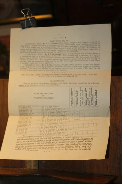 L&N Louisville Nashville Railroad 1931 Letter on Solicitation