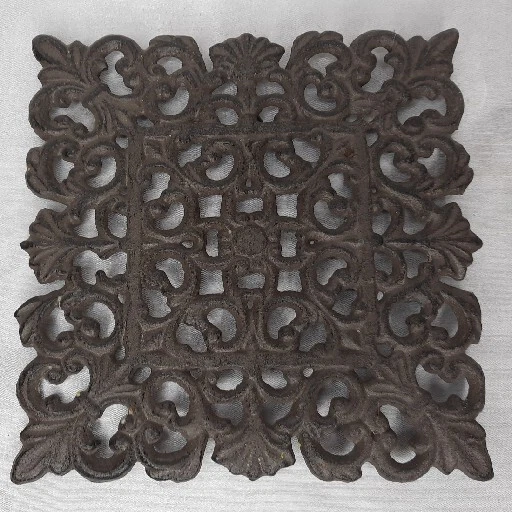 Vintage Cast Iron Square Trivit Wall Hanging Decoration Black