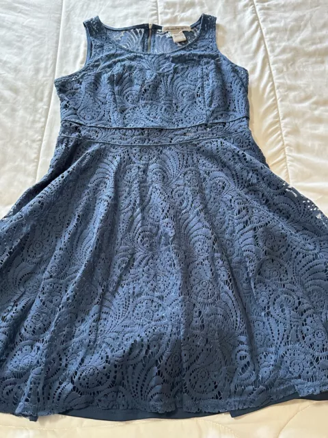 New Women’s Womens Size Large L American Rag Cie Lined Lace Blue Spring Dress