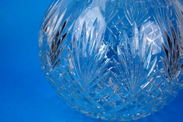 Vintage Lead Crystal Round Rose Bowl Vase 24% Lead Poland Sparkling Cut Glass 2
