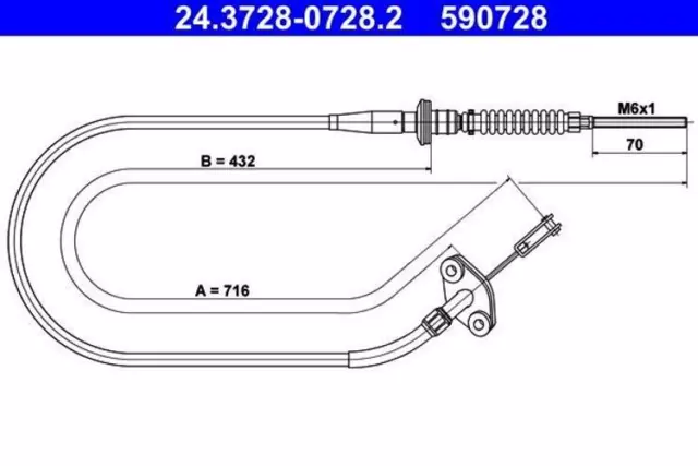 ATE Câble d'embrayage Câble d'Embrayage 24.3728-0728.2 pour OPEL AGILA (B) (H08)