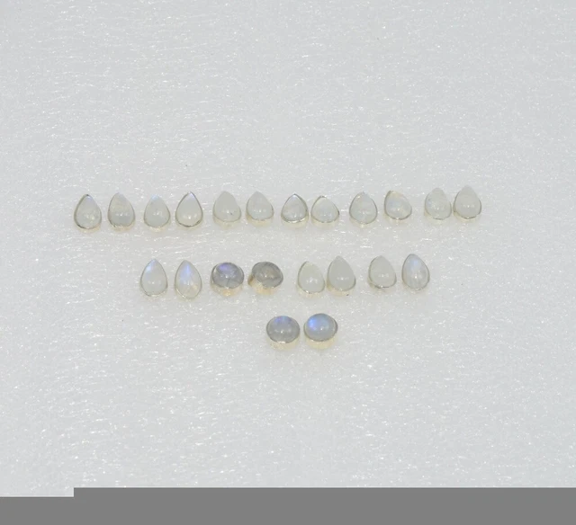 WHOLESALE 11PR925 SOLIDSTERLING SILVER RAINBOW MOONSTONE STUD EARRING LOT  O r55