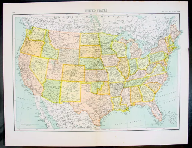 1890 John Bartholomew Large Antique Map of the United States of America