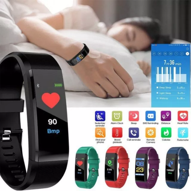Waterproof Smart Watch Fitbit Heart Rate Fitness Step Tracker Bluetooth Monitor