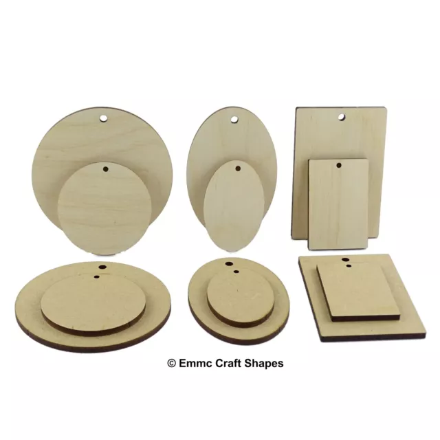 3mm MDF or 4mm plywood, wooden round disc, oval, rectangle key fob craft blank