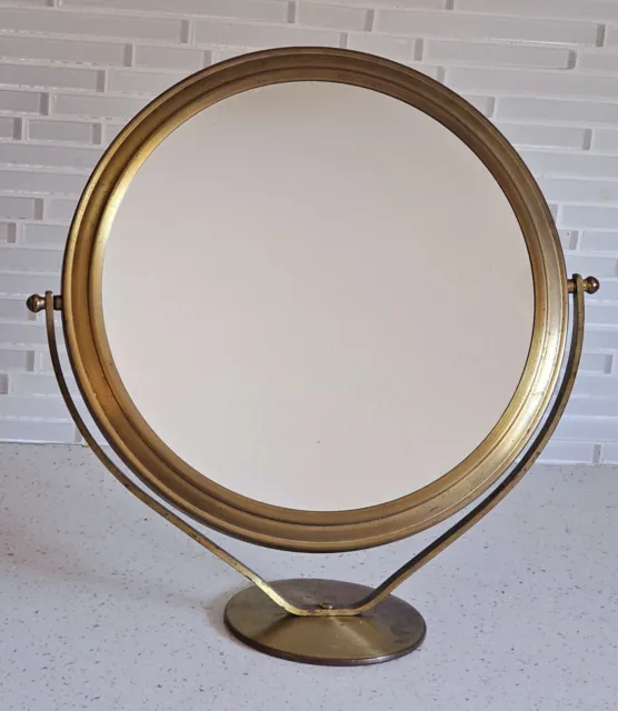 Modern Swedish Brass Table Mirror, 1950s