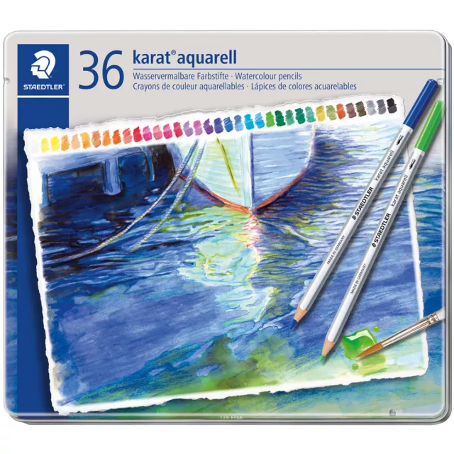 STAEDTLER Karat Aquarell Watercolour Pencils - Assorted Colours (Tin of 36)